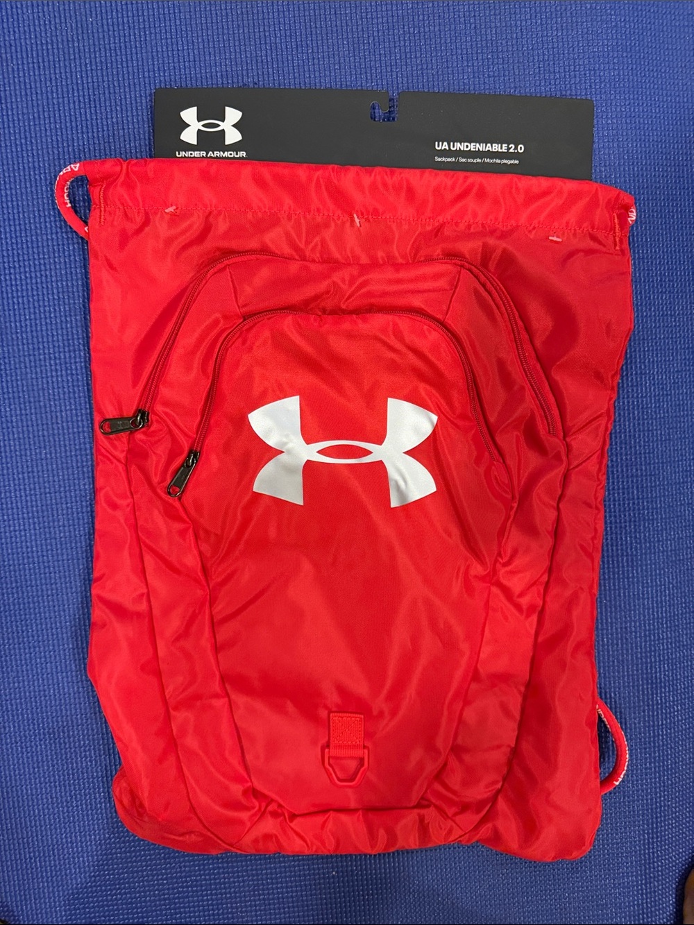 Under Armour Red Drawstring Gym Sack with Front Zip Pocket